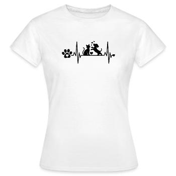 CAT AND DOG PAW HEART BEATING - Women's T-Shirt - white - Front - AI Model Female 172 dark (172cm)