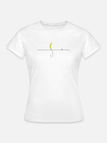 Nachtmond Silhouette Gelb Akzent - Frauen T-Shirt - Weiß