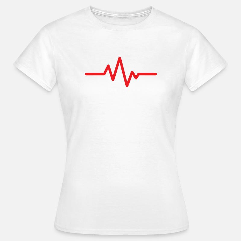 Symbol logo linii bicia serca EKG - Koszulka damska - biały