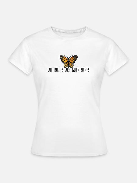 Monarchfalter-Umarmung – Alle Körper - Frauen T-Shirt - Weiß
