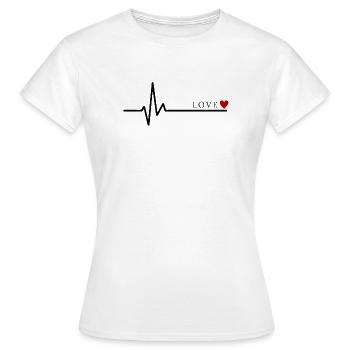 Love Heartbeat | Minimalist Heartbeat Love Shirt - Women's T-Shirt - white - Front - AI Model Female 172 dark (172cm)
