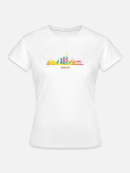 Skyline Bunt Berliner Stadtbild Berlin - Frauen T-Shirt - Weiß