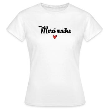 MASTER. MASTER. THANK YOU. THANK YOU, MASTER. MASTER - Women's T-Shirt - white - Front - AI Model Female 172 dark (172cm)