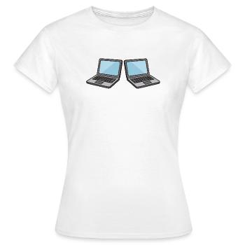 Doppel-Laptops Kollaboration - Frauen T-Shirt - Weiß - Vorne - AI Model Female 172 dark (172cm)