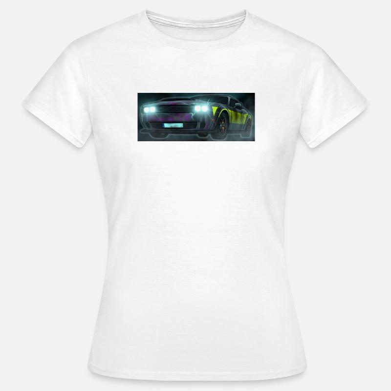 Flash Check Neon Stripe Car - Women's T-Shirt - white