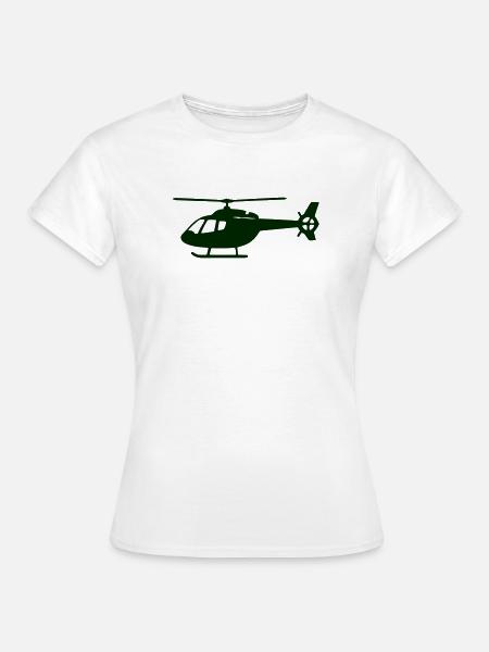 Grüner Helikopter Silhouette - Frauen T-Shirt - Weiß