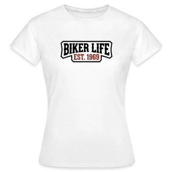 Logo de lettrage Biker Life - T-shirt Femme - blanc - Devant - AI Model Female 172 dark (172cm)