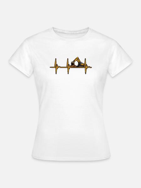 Baggerfahrer Herzschlag EKG Bagger T-Shirt - Frauen T-Shirt - Weiß