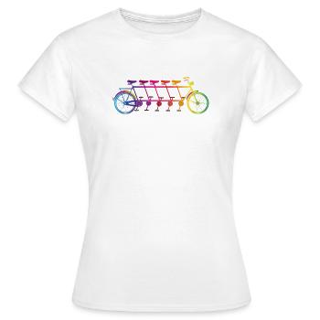 buntes Tandem Fahrrad für fünf Personen - Frauen T-Shirt - Weiß - Vorne - AI Model Female 172 dark (172cm)