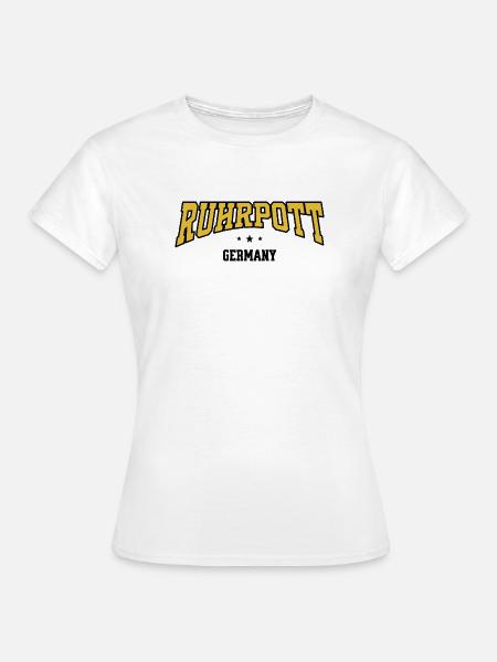 Ruhrpott Schriftzug Retro College Schwarz Gelb - Frauen T-Shirt - Weiß