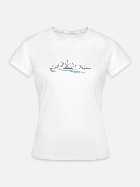 Reine Lofoten | Norwegen Fjord Lineart - Frauen T-Shirt - Weiß
