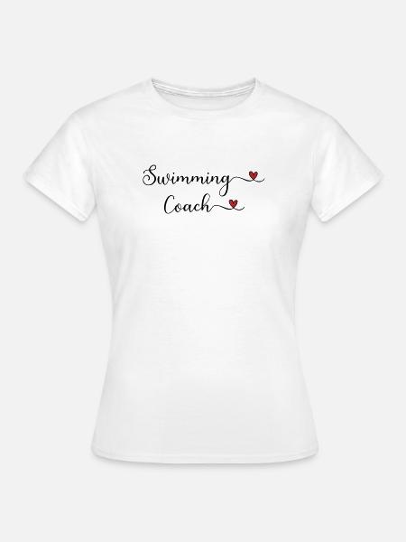 Schwimmtrainer-Typografie mit Herz - Frauen T-Shirt - Weiß