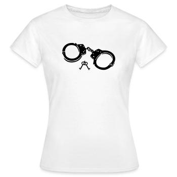 Handschellen - Frauen T-Shirt - Weiß - Vorne - AI Model Female 172 dark (172cm)