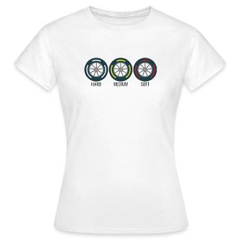 Pneus Formule voiture course - T-shirt Femme - blanc - Devant - AI Model Female 172 dark (172cm)