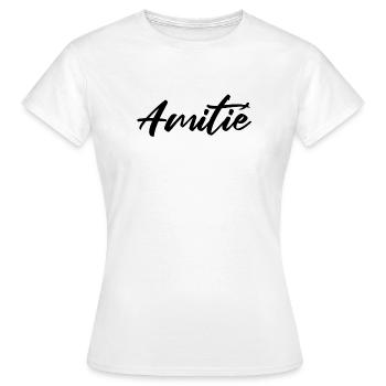 Amitie Script Design pour Vêtements - T-shirt Femme - blanc - Devant - AI Model Female 172 dark (172cm)