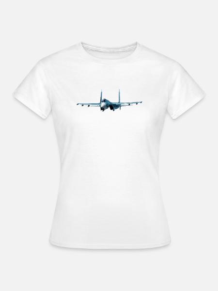 Blaues Kampfflugzeug-Design - Frauen T-Shirt - Weiß