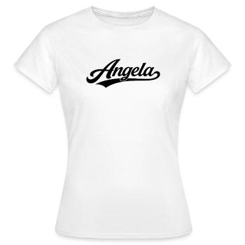 Nom d’Angela : premier nom de famille - T-shirt Femme - blanc - Devant - AI Model Female 172 dark (172cm)