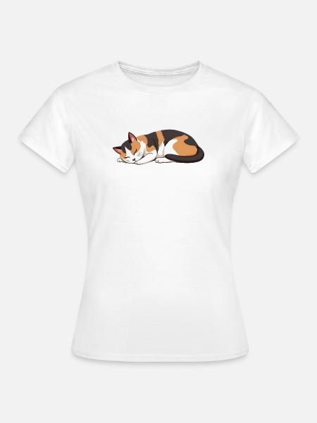 Schlafende Katze - Frauen T-Shirt - Weiß