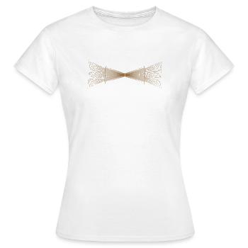 Geometrische Fliege – Braune generative Linienkunst - Frauen T-Shirt - Weiß - Vorne - AI Model Female 172 dark (172cm)