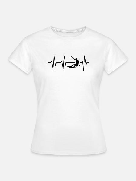 wakeboarder kitesurfer Herzschlag Puls Symbol - Frauen T-Shirt - Weiß