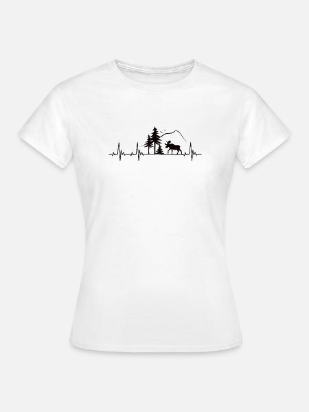 Elch Heartbeat Geschenk - Frauen T-Shirt - Weiß