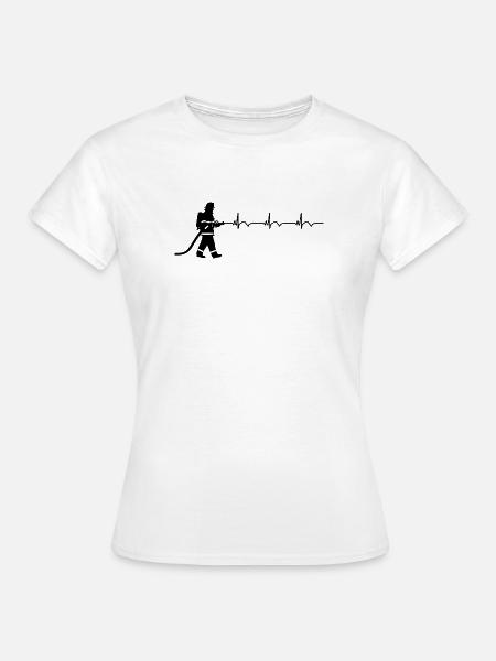 Feuerwehrmann Feuerwehr EKG Herzschlag - Frauen T-Shirt - Weiß