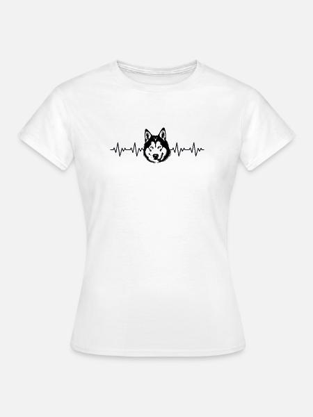 Husky EKG Herzschlag - Frauen T-Shirt - Weiß