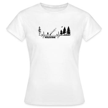 Herzschlag Puls Holzfäller Motorsäge BLACK v2 - Frauen T-Shirt - Weiß - Vorne - AI Model Female 172 dark (172cm)