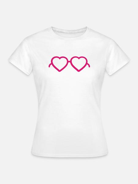 Doppelherz Brillenmotiv - Frauen T-Shirt - Weiß