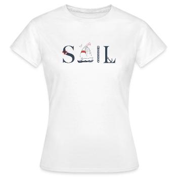 SAIL – Maritimes Typografie Design - Frauen T-Shirt - Weiß - Vorne - AI Model Female 172 dark (172cm)