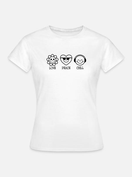 Love Peace Chill - Frauen T-Shirt - Weiß