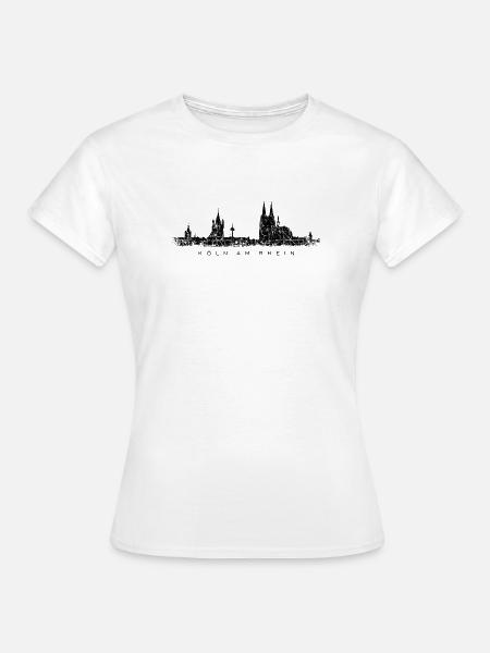 Köln am Rhein Kölner Skyline (Vintage Schwarz) - Frauen T-Shirt - Weiß