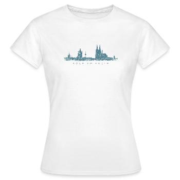 Köln am Rhein Kölner Skyline (Vintage Blau) - Frauen T-Shirt - Weiß - Vorne - AI Model Female 172 dark (172cm)