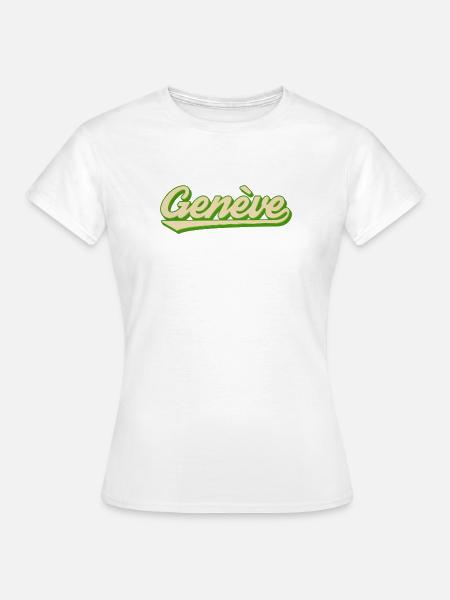 Genève Retro Script Limette - Frauen T-Shirt - Weiß