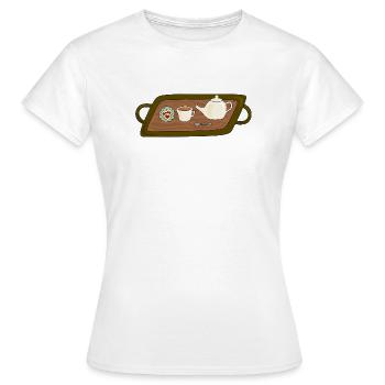 Illustration du plateau du thé - T-shirt Femme - blanc - Devant - AI Model Female 172 dark (172cm)
