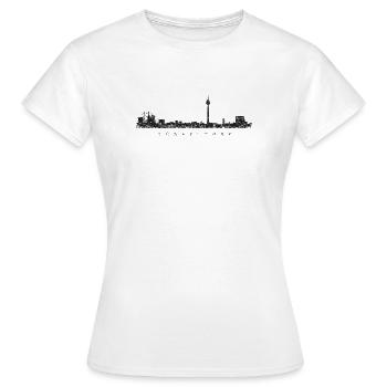 Düsseldorfer Skyline Düsseldorf (Vintage Schwarz) - Frauen T-Shirt - Weiß - Vorne - AI Model Female 172 dark (172cm)