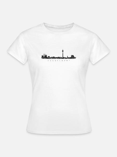Düsseldorfer Skyline Düsseldorf (Vintage Schwarz) - Frauen T-Shirt - Weiß