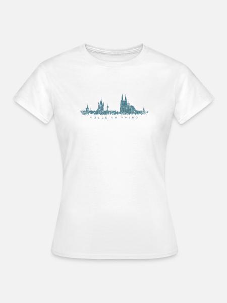 Kölle am Rhing Köln Kölner Skyline (Vintage Blau) - Frauen T-Shirt - Weiß