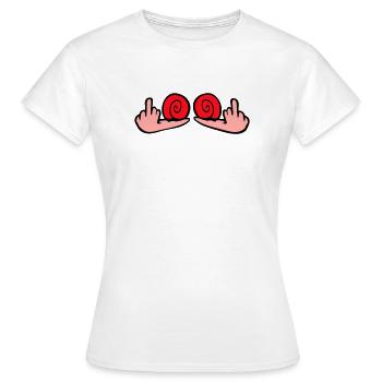 Schnecke Mittelfinger Beleidigung Wichser Fuck You - Frauen T-Shirt - Weiß - Vorne - AI Model Female 172 dark (172cm)