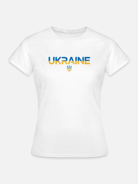 Ukraine Flagge Dreizack Emblem Kunst - Frauen T-Shirt - Weiß