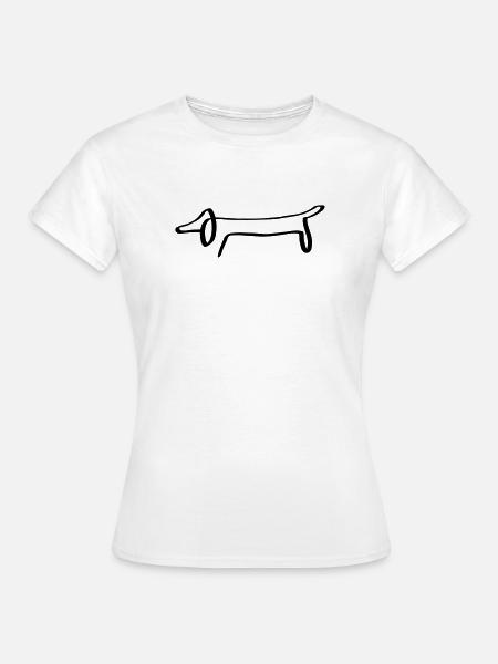 Linien Dackel - Frauen T-Shirt - Weiß