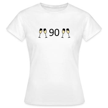 90.Geburtstag 90 Jahre Jubiläum 90 Zahl 90 schwarz - Frauen T-Shirt - Weiß - Vorne - AI Model Female 172 dark (172cm)