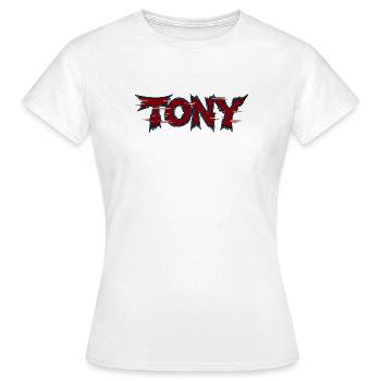 Tony Logo néon dentelé - T-shirt Femme - blanc - Devant - AI Model Female 172 dark (172cm)