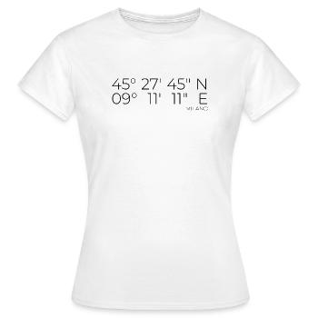 coordinates Milano, Italy - Women's T-Shirt - white - Front - AI Model Female 172 dark (172cm)