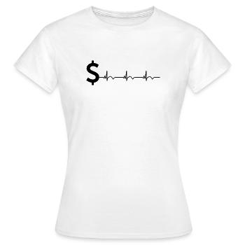 Signe dollar $ ECG Battement de cœur - T-shirt Femme - blanc - Devant - AI Model Female 172 dark (172cm)