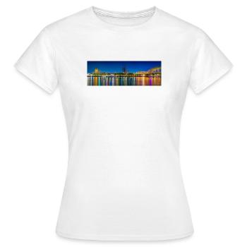 Vue nocturne de Cologne sur le Rhin - T-shirt Femme - blanc - Devant - AI Model Female 172 dark (172cm)