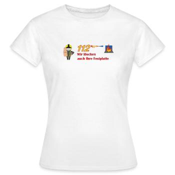 Wir löschen auch ihre Festplatte - Feuerwehr - Frauen T-Shirt - Weiß - Vorne - AI Model Female 172 dark (172cm)