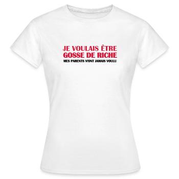Gosse de riche - T-shirt Femme - blanc - Devant - AI Model Female 172 dark (172cm)