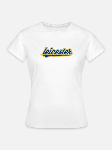 Leicester Script Swoosh auf Kleidung - Frauen T-Shirt - Weiß