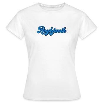 Reykjavik Blau Script Logo - Frauen T-Shirt - Weiß - Vorne - AI Model Female 172 dark (172cm)